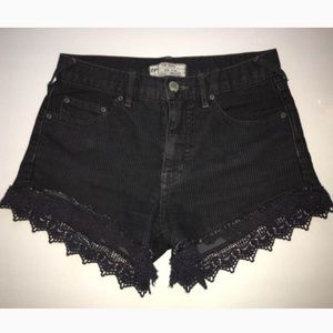 Free People jean shorts striped lace detail w 24